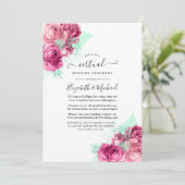 Online Virtual Wedding in Pink und Mint Floral Einladung (Stehend Vorderseite)