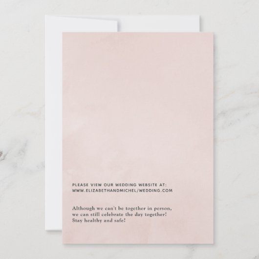 Online Virtual Wedding in Rosa, Silber und Weiß Einladung (Rückseite)