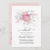 Online Virtual Wedding in Rosa, Silber und Weiß Einladung (Vorne/Hinten)