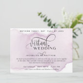 Online Virtual Wedding, Mauve Lavender Watercolor Save The Date (Stehend Vorderseite)