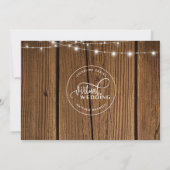 Online Virtual Wedding Rustic Wood, String Lights Save The Date (Rückseite)