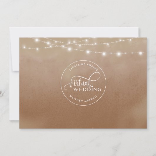 Online Virtual Wedding Terracotta, String Lights Save The Date (Rückseite)