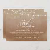Online Virtual Wedding Terracotta, String Lights Save The Date (Vorne/Hinten)
