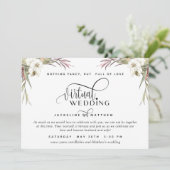 Online Virtual Wedding Tropical Palm Blätter flora Save The Date (Stehend Vorderseite)