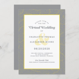 Online Virtual Yellow Grau Modernes Abstraktes Mus Einladung