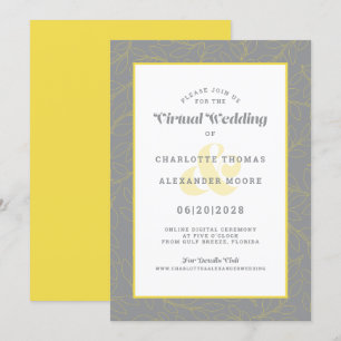Online Virtuelle Gelb Grau Moderne Muster Hochzeit Einladung