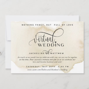 Online-Virtuelle Hochzeit, Sand Tan Wasserfarbe Save The Date