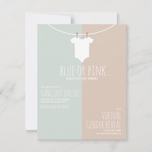 Online-Virtuelles Geschlecht zeigt Clothesline Pin Einladung (Vorderseite)