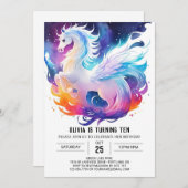 Online Watercolor Pony Birthday Einladung (Vorne/Hinten)