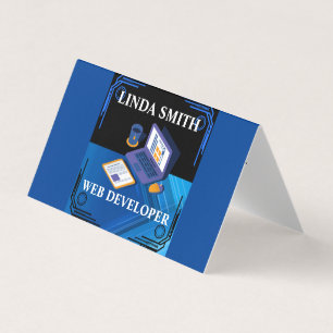 Online Web Developer Social Media Manager Blue Visitenkarten