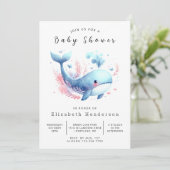 Online-Whale-Babydusche Einladung (Stehend Vorderseite)