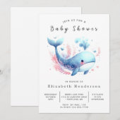 Online-Whale-Babydusche Einladung (Vorne/Hinten)