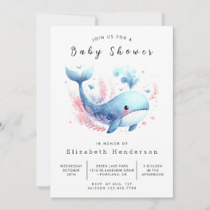 Online-Whale-Babydusche Einladung