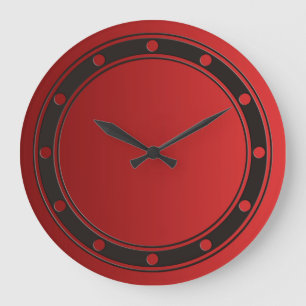 ONLY COLOR gradients fire red - rings & dots black Große Wanduhr