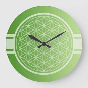 ONLY COLOR gradients green - Flower of Life Große Wanduhr