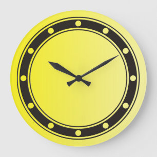 ONLY COLOR gradients lemon - rings & dots black Große Wanduhr