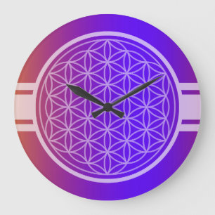 ONLY COLOR gradients sunrise - Flower of Life Große Wanduhr