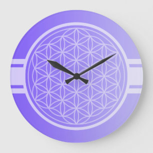 ONLY COLOR gradients violet - Flower of Life Große Wanduhr
