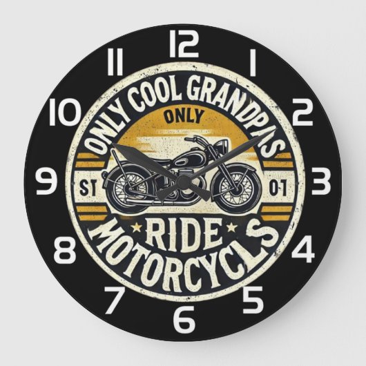 Only Cool Grandpas Ride Motorcycles  Große Wanduhr (Vorderseite)