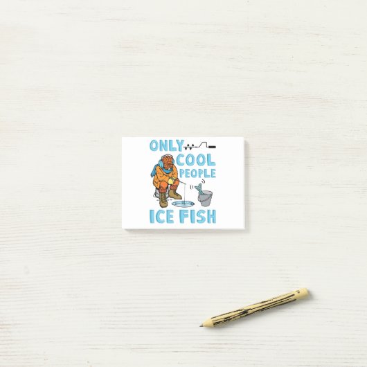 Only Cool People Ice Fish Funny Fishing Post-it Klebezettel (Auf Schreibtisch)