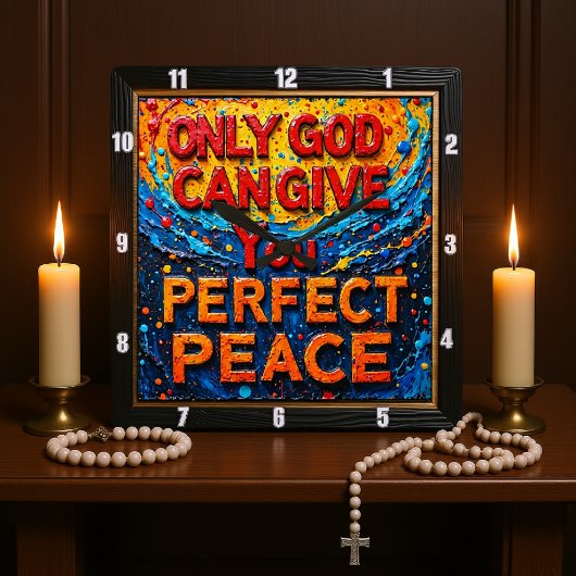 Only God Can Give You Perfect Peace Artwork Quadratische Wanduhr