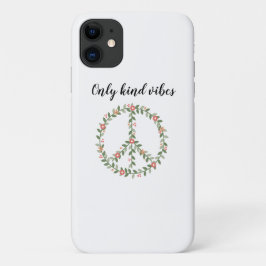 "Only Kind Vibes" Floral Peace Sign iPhone Case
