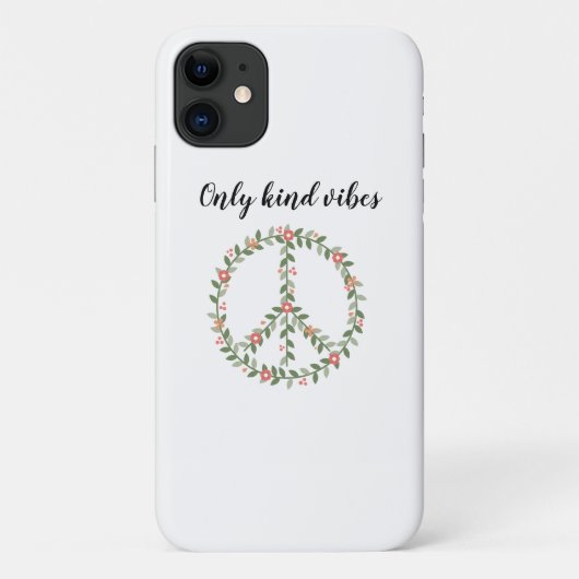 "Only Kind Vibes" Floral Peace Sign iPhone Case (Rückseite)
