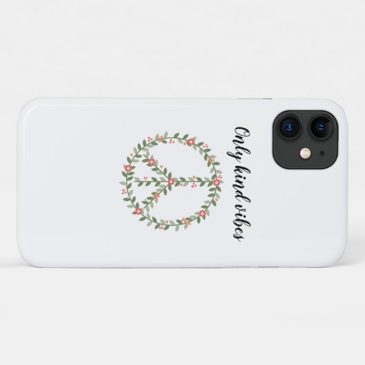 "Only Kind Vibes" Floral Peace Sign iPhone Case (Rückseite (Horizontal))