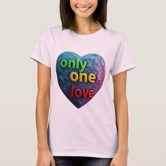 Only One Love – Reggae-Inspired Heart Art T-Shirt (Vorderseite)