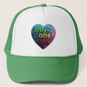 Only One Love – Reggae-inspirierte Herz-Kunst Truckerkappe