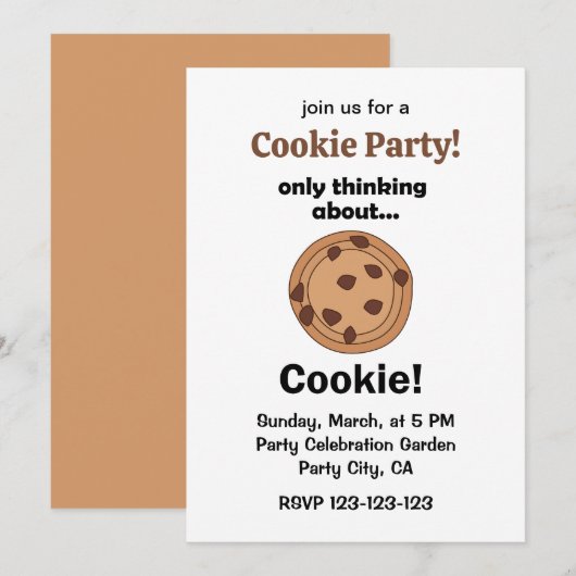 Only Thinking About Cookie Funny Food Party Einladung (Vorne/Hinten)