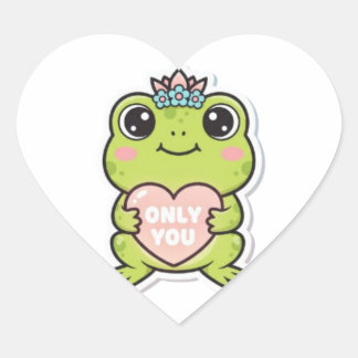 Only You Frog Sticker Cute Frog With Glowing Heart