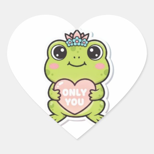 Only You Frog Sticker Cute Frog With Glowing Heart (Vorderseite)