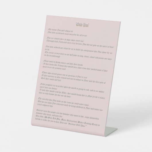 Only You Sockelschild (Vorderseite)