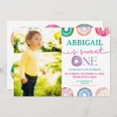 Ono Sweet Donut 1. Geburtstag Party Foto Einladung (Vorne/Hinten)