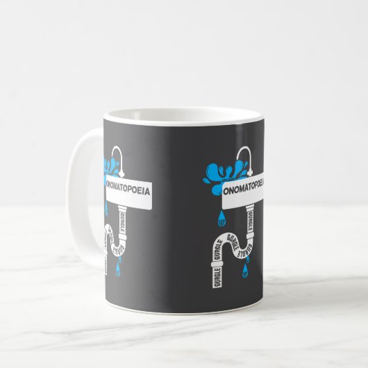 Onomatopoeia kreative Schrift oder Poesie Kaffeetasse (Vorderseite Links)