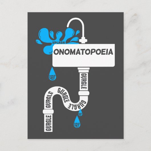 Onomatopoeia kreative Schrift oder Poesie Postkarte (Vorderseite)