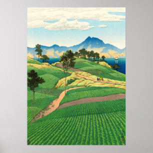 Onsen-Gebirgszug von Amakusa gesehen Kawase Hasui  Poster