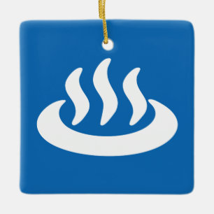 Onsen ♨ Hot Spring 温 japanisches Zeichen Keramikornament