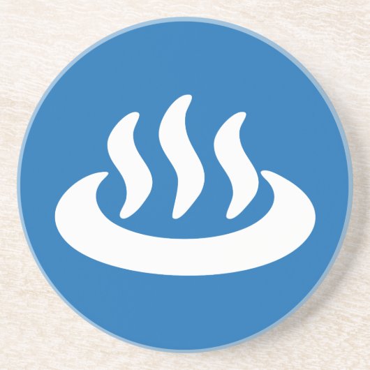 Onsen ♨ Hot Spring 温 japanisches Zeichen Sandstein Untersetzer (Vorne)
