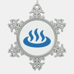 Onsen ♨ Hot Spring 温 japanisches Zeichen Schneeflocken Zinn-Ornament