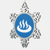 Onsen ♨ Hot Spring 温 japanisches Zeichen Schneeflocken Zinn-Ornament (Rechts)