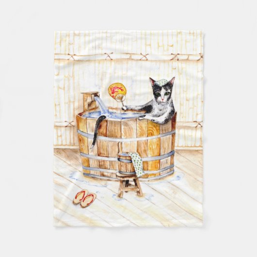 Onsen Kitty STÖRT NICHT Fleecedecke (Vorderseite)