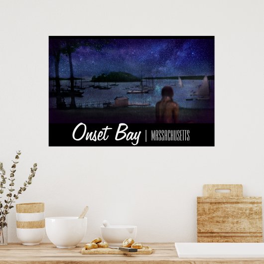 Onset Bay Night Poster - 36" x 24" (Küche)