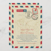 Ontario Canada & Belgium Vintage Luftpost-Hochzeit Einladung (Vorne/Hinten)