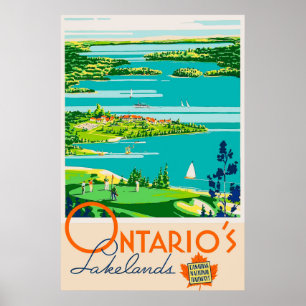 Ontario Canada Vintage Travel Poster