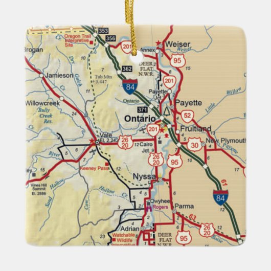 Ontario ODER Vintage Karte Keramikornament (Vorderseite)