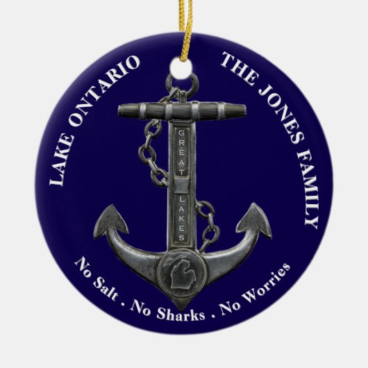 ONTARIO Patriotischer Notanker nautisch Keramik Ornament (Vorne)