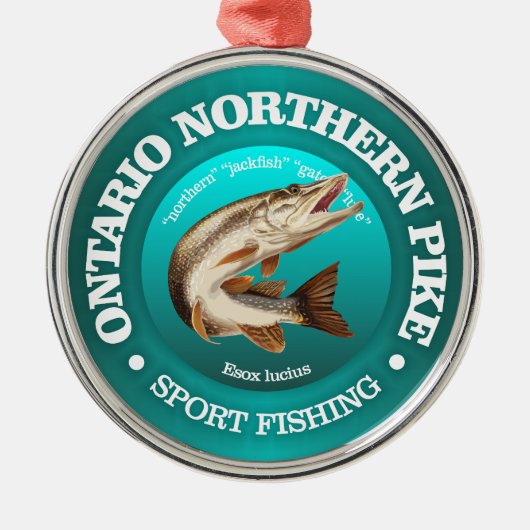Ontario Pike Fishing Ornament Aus Metall (Vorne)