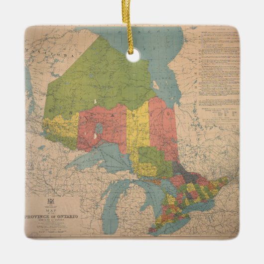 Ontario Vintag Map Keramikornament (Vorderseite)